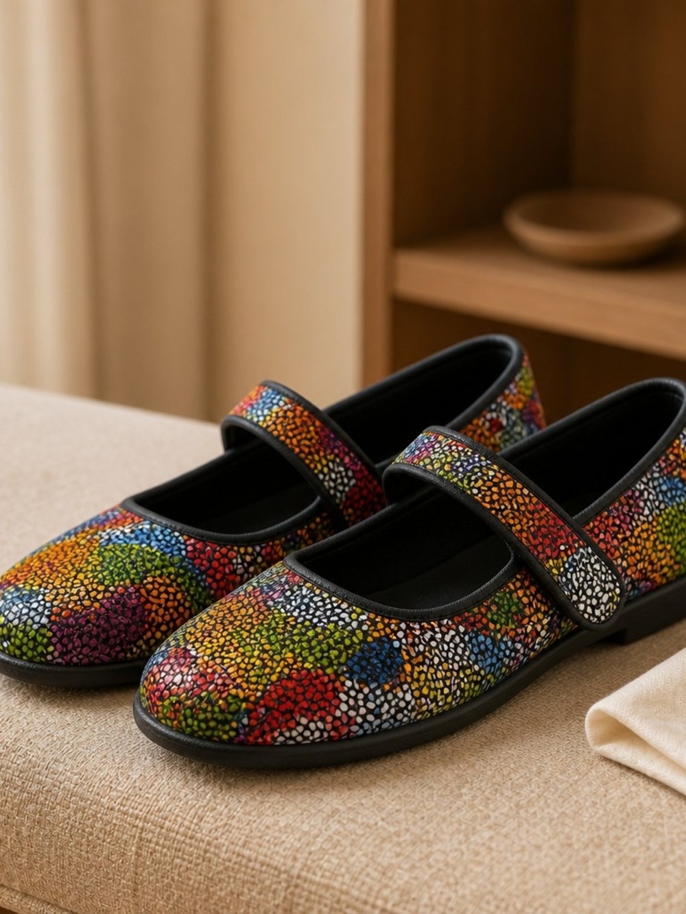 Algeria Women's Size 38 Multicolor Mosaic Print Mary Jane Comfort Shoe - Picture 2 of 13